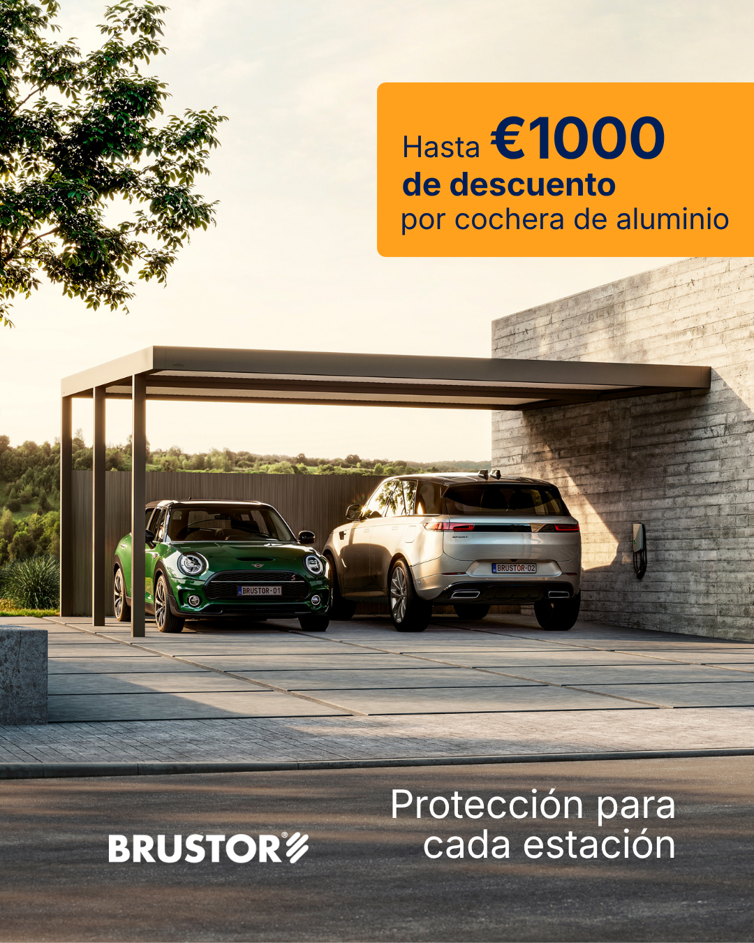Cochera de aluminio Brustor con oferta de hasta 1000 euros de descuento