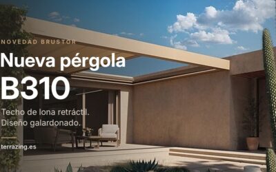 Nueva pérgola Brustor B310: diseño galardonado y techo de lona retráctil